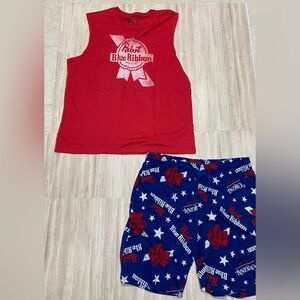 Pabst Blue Ribbon Red and Blue Men's Shorts Set